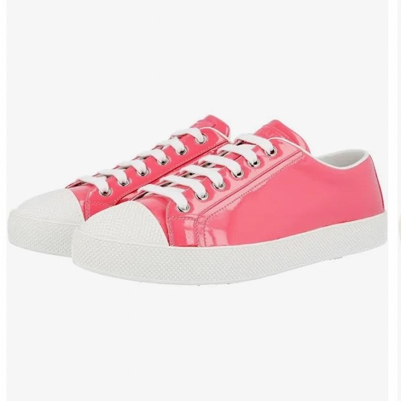 COPY - PRADA Pink Patent Leather Lace up Sneakers - Picture 1 of 9